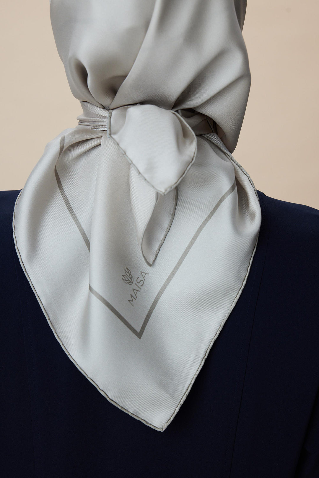 PAK TİVİL İPEK EŞARP 90*90 CM - BEJ - Görsel 7