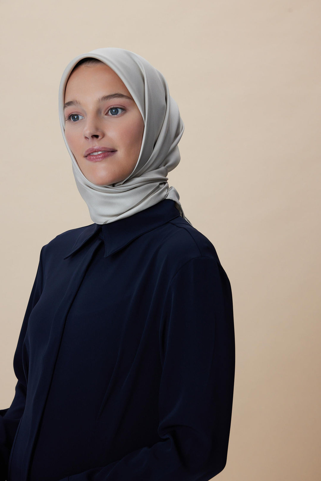 PAK TİVİL İPEK EŞARP 90*90 CM - BEJ - Görsel 3