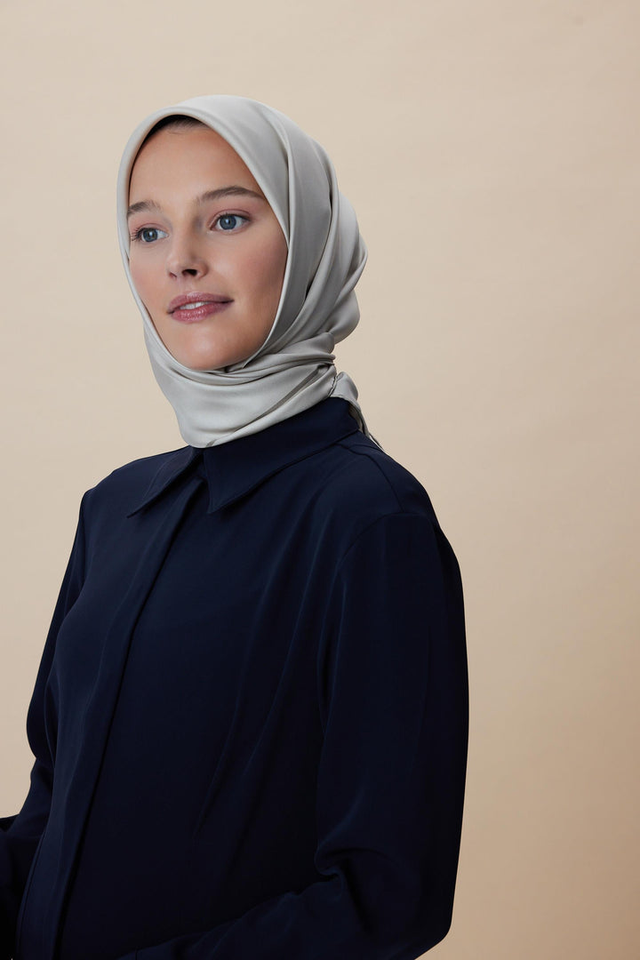 PAK TİVİL İPEK EŞARP 90*90 CM - BEJ - Görsel 3