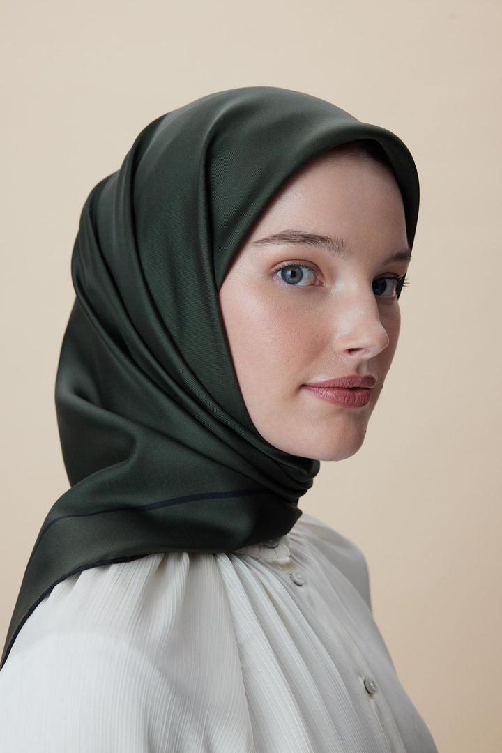 PAK TİVİL İPEK EŞARP 90*90 CM - YEŞİL - Görsel 6
