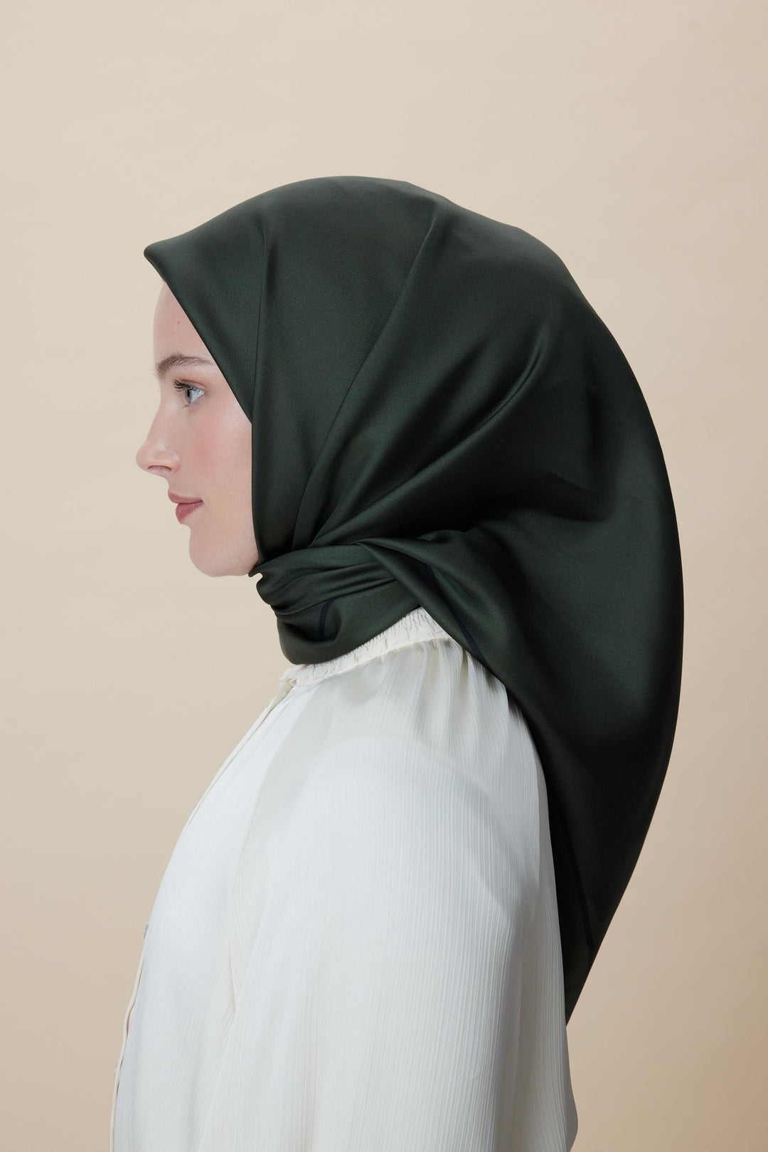 PAK TİVİL İPEK EŞARP 90*90 CM - YEŞİL - Görsel 4