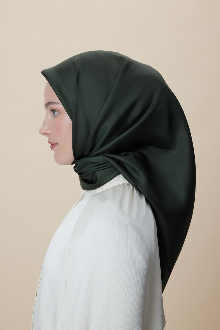 PAK TİVİL İPEK EŞARP 90*90 CM - YEŞİL - Görsel 4