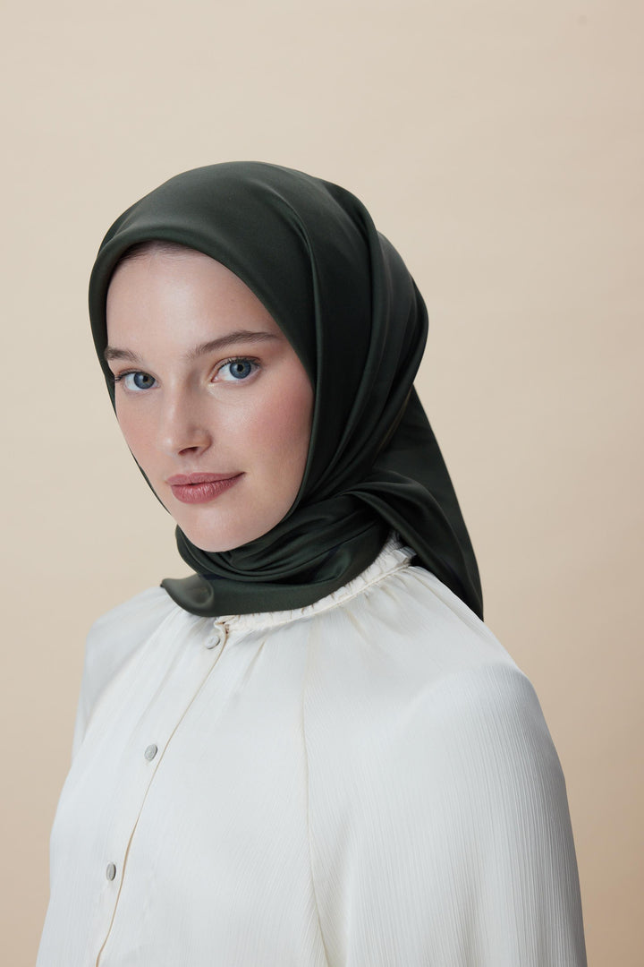 PAK TİVİL İPEK EŞARP 90*90 CM - YEŞİL - Görsel 2