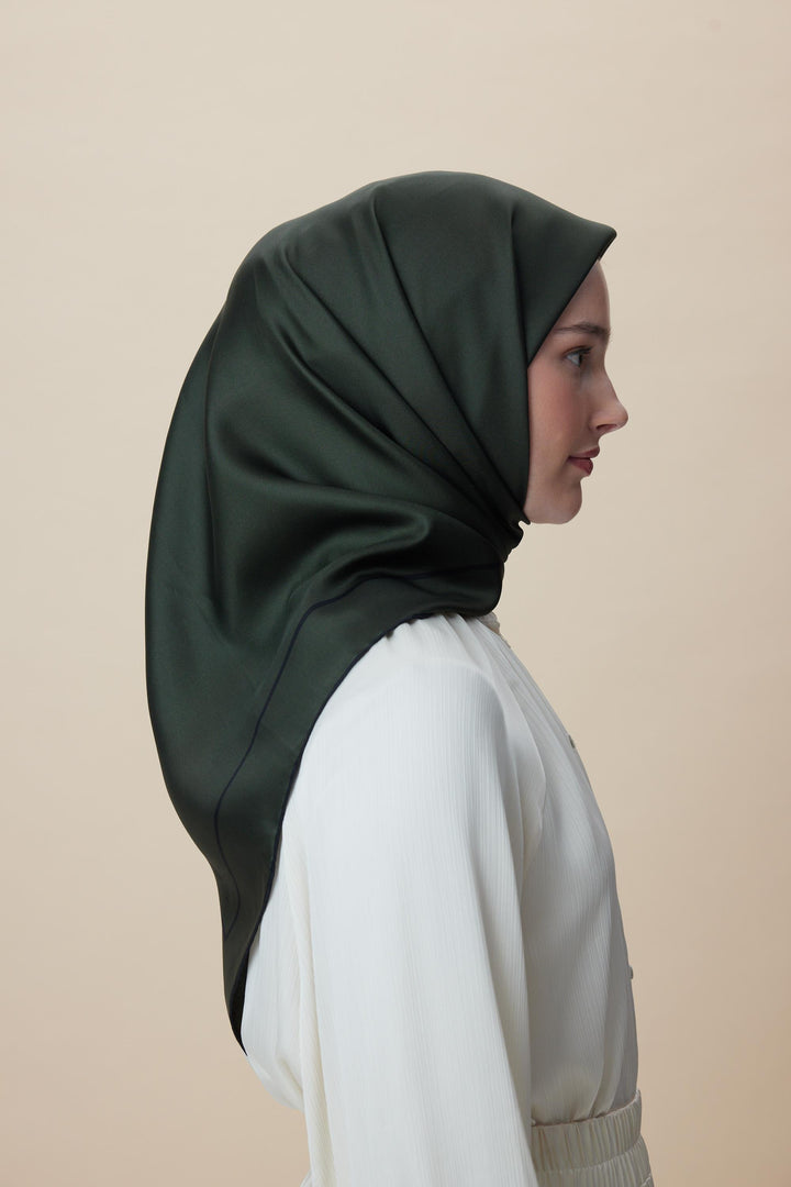 PAK TİVİL İPEK EŞARP 90*90 CM - YEŞİL - Görsel 5