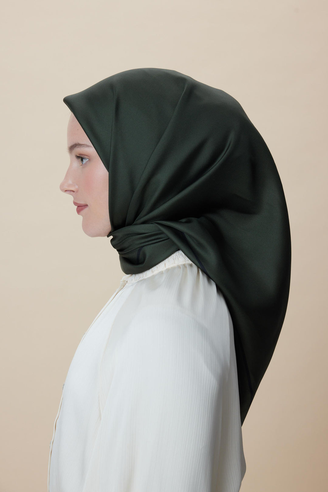 PAK TİVİL İPEK EŞARP 90*90 CM - YEŞİL - Görsel 3