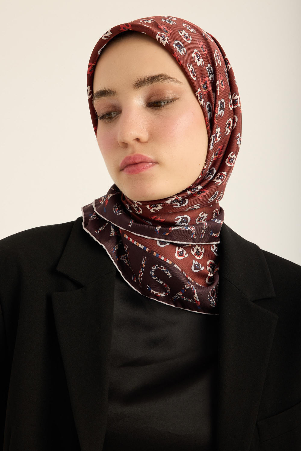 Maisa Pare Tivil İpek Eşarp - Bordo