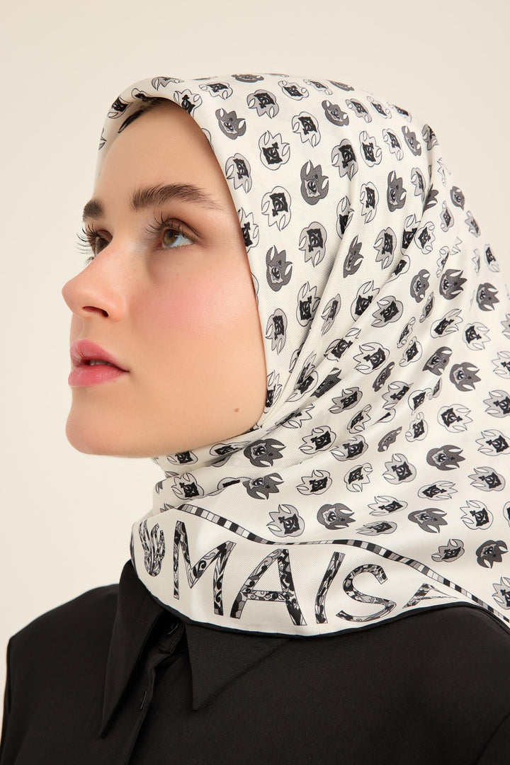 Maisa Pare Tivil İpek Eşarp - Ekru