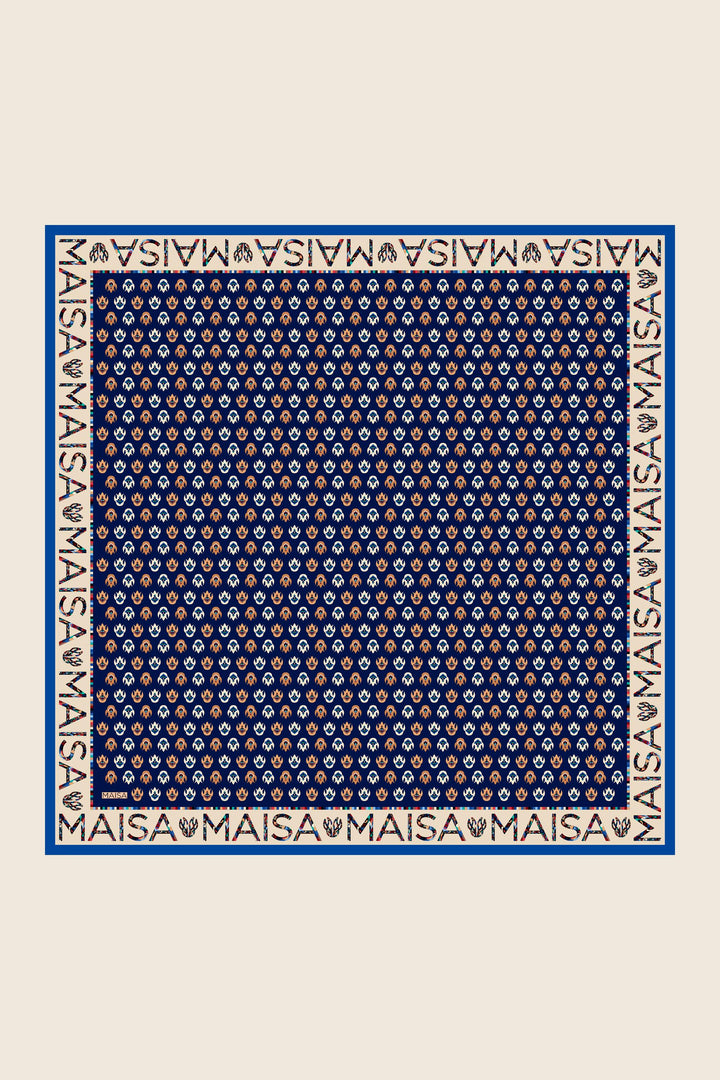 Maisa Pare Tivil İpek Eşarp - Koyu Mavi
