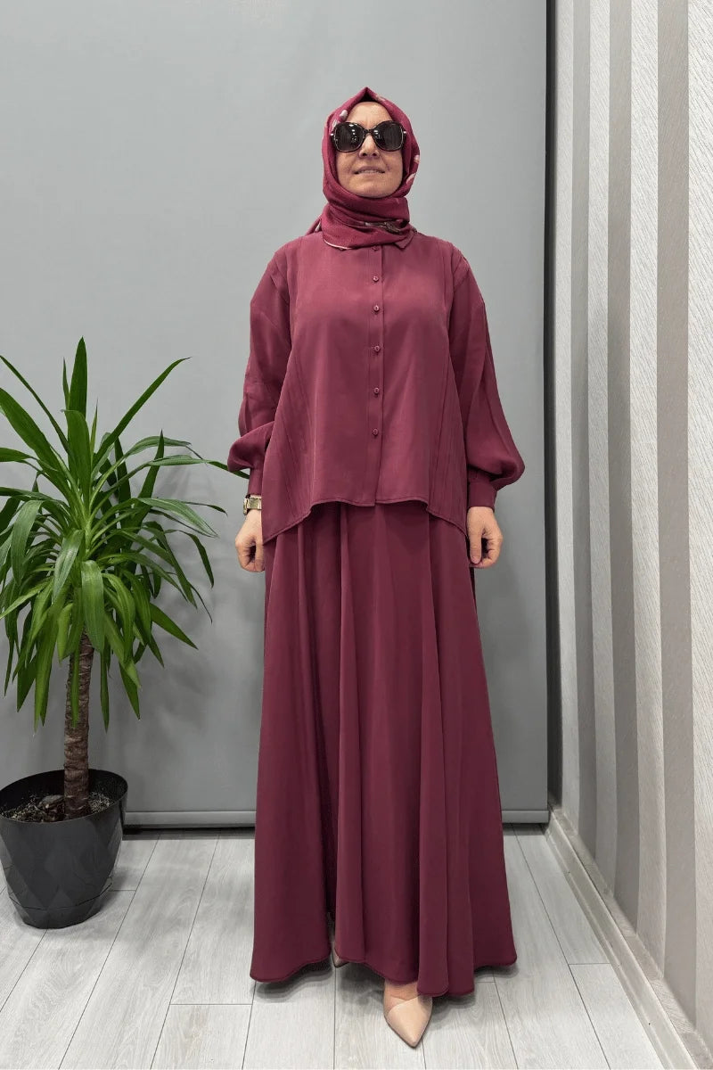 QOOQ Olbis Gömlek Mürdüm 25SS 201 - Mürdüm - Görsel 1 