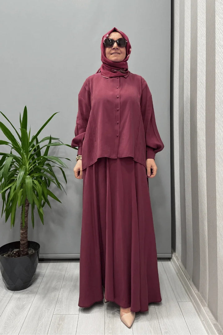 QOOQ Olbis Gömlek Mürdüm 25SS 201 - Mürdüm - Görsel 1 