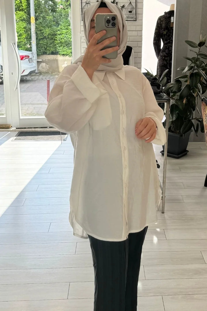 QOOQ Orb Gömlek Beyaz 24SS 219