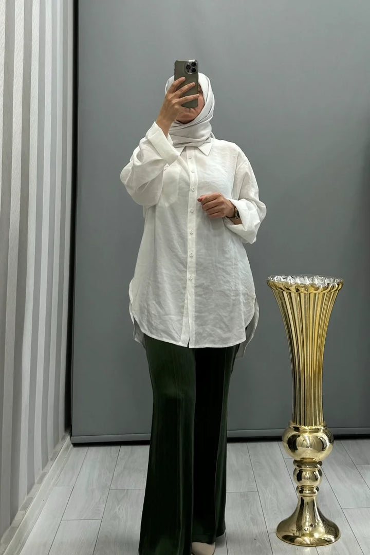 QOOQ Orb Gömlek Beyaz 24SS 219