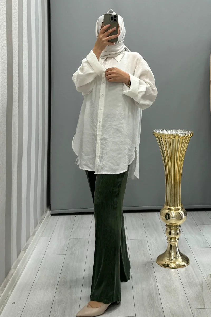 QOOQ Orb Gömlek Beyaz 24SS 219