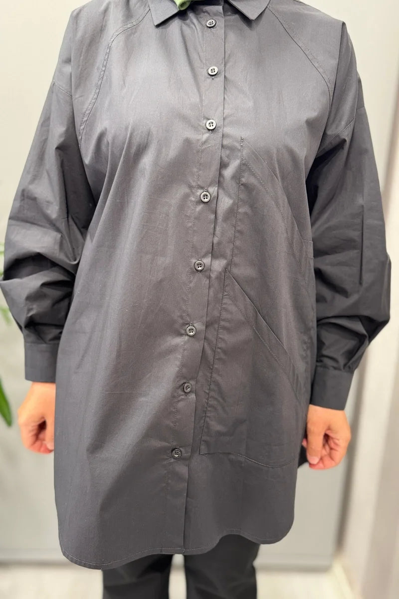 QOOQ Poplin Gömlek Siyah 25SS 204 - Siyah - Görsel 4 