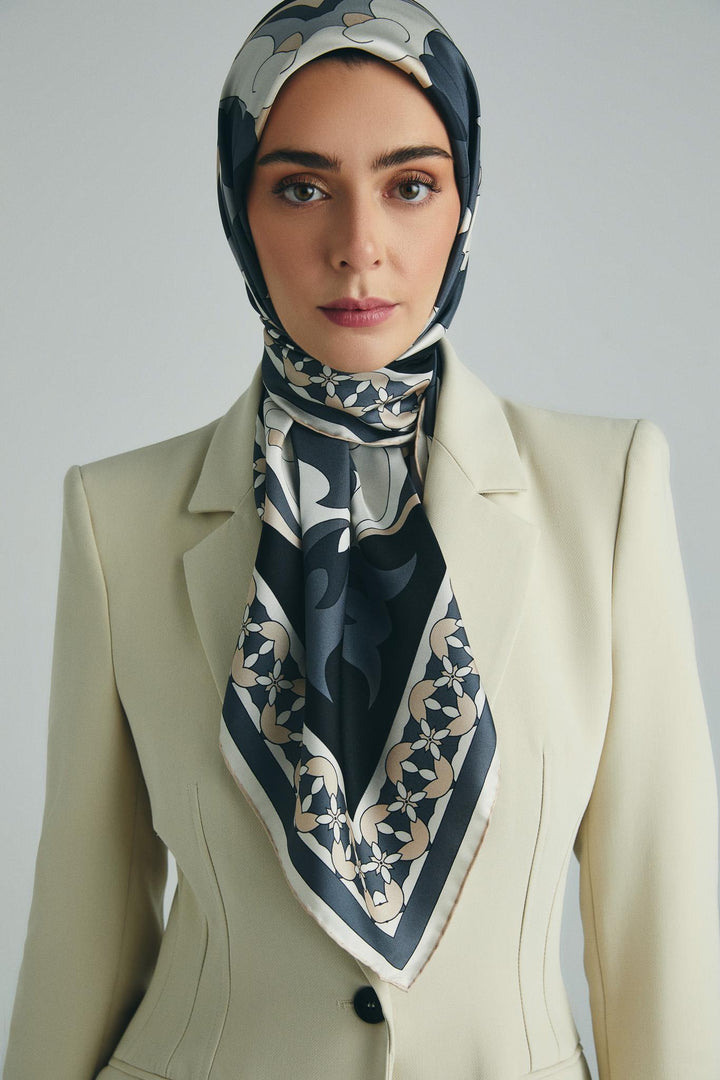 Maisa RANA TİVİL İPEK EŞARP 90*90 CM - ANTRASİT