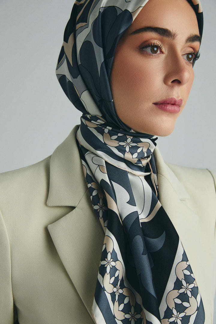 Maisa RANA TİVİL İPEK EŞARP 90*90 CM - ANTRASİT