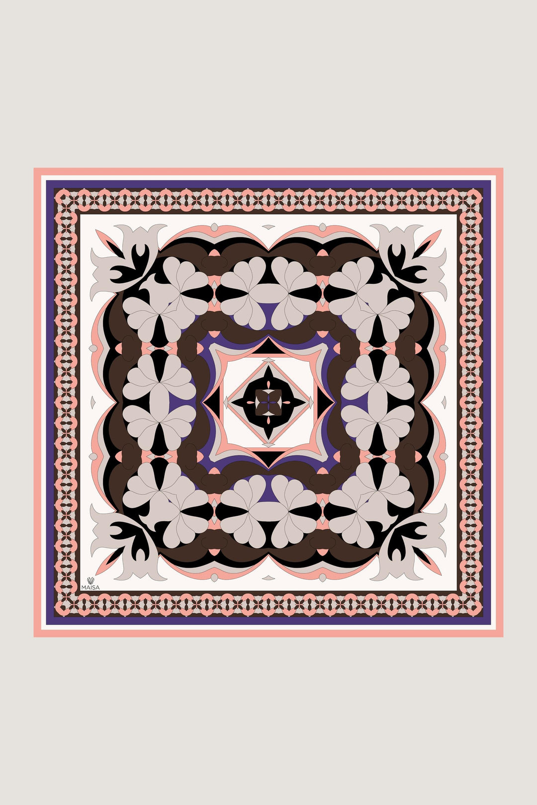 Maisa RANA TİVİL İPEK EŞARP 90*90 CM - KAHVERENGİ