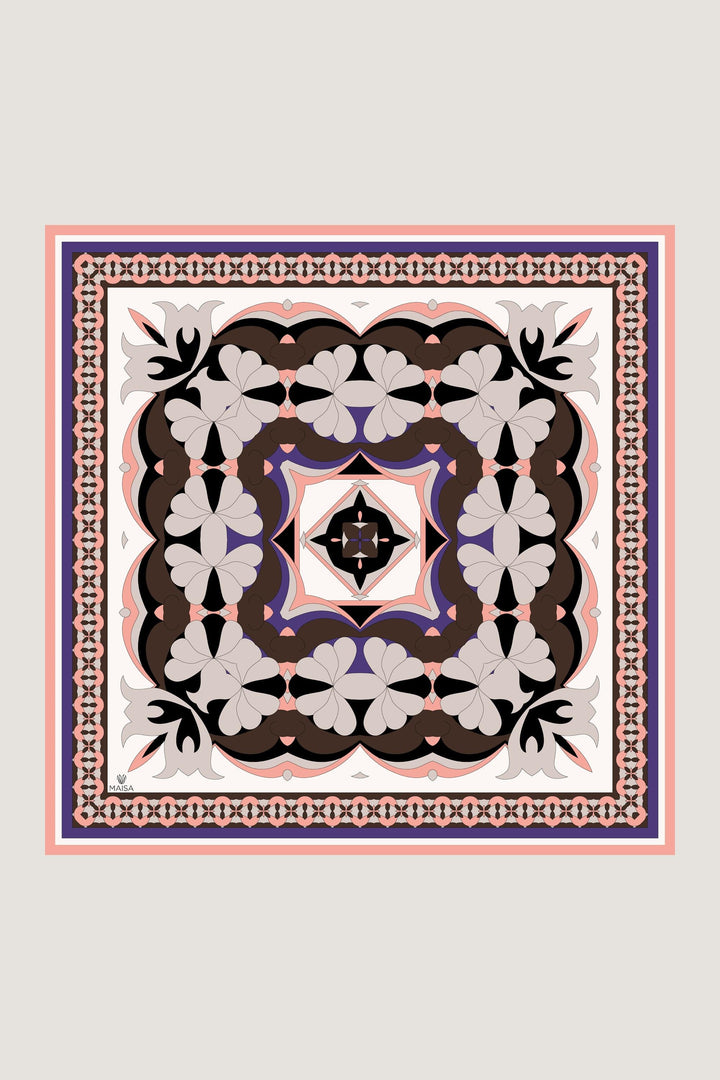 Maisa RANA TİVİL İPEK EŞARP 90*90 CM - KAHVERENGİ