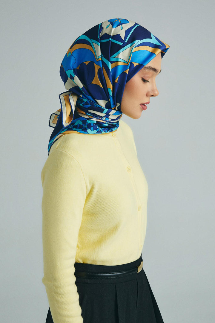 Maisa RANA TİVİL İPEK EŞARP 90*90 CM - MAVİ