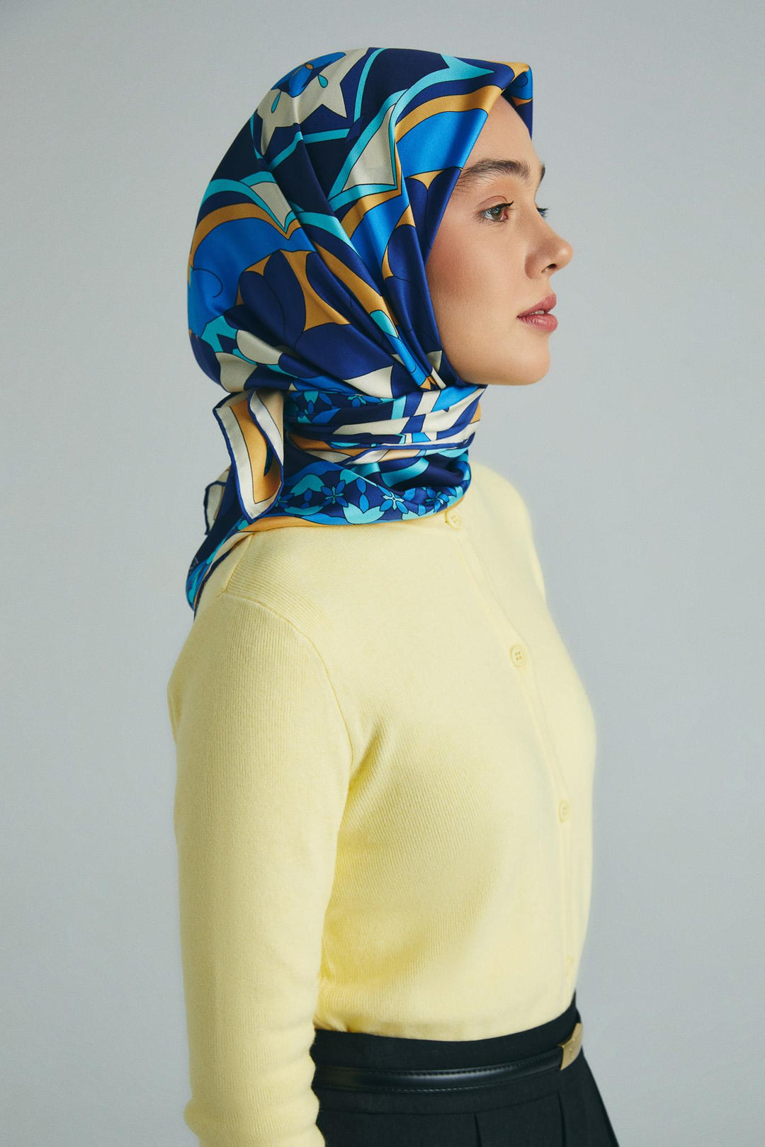 Maisa RANA TİVİL İPEK EŞARP 90*90 CM - MAVİ