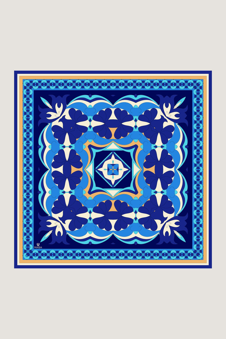 Maisa RANA TİVİL İPEK EŞARP 90*90 CM - MAVİ