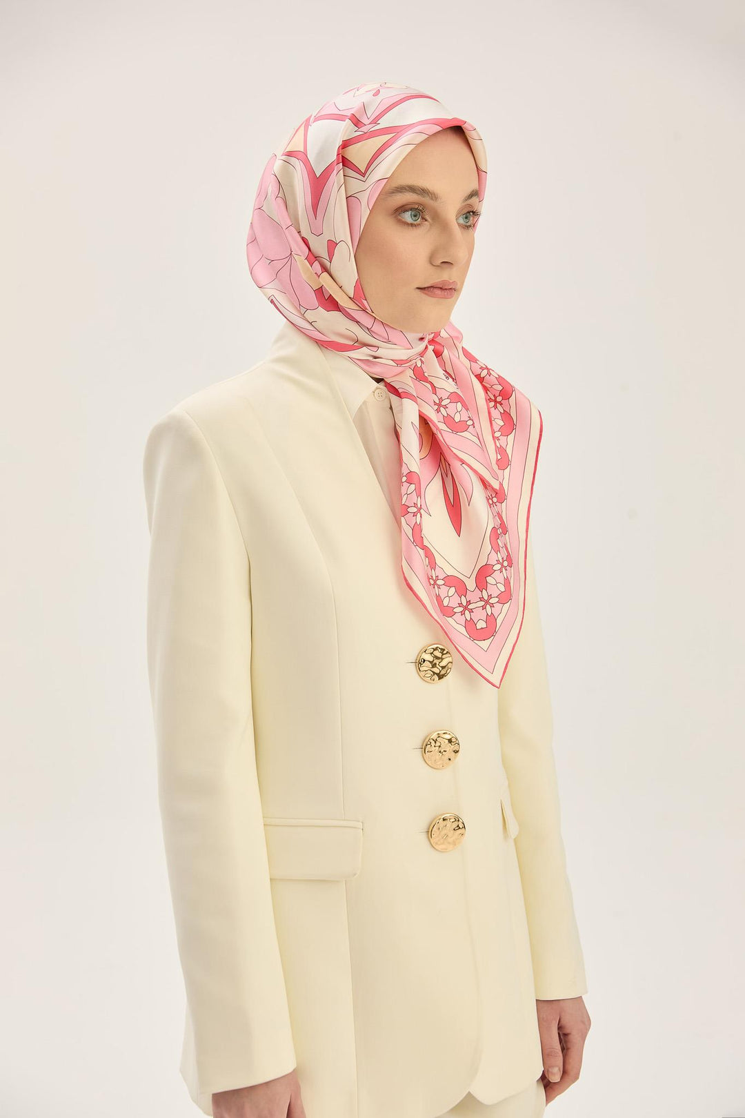 Maisa RANA TİVİL İPEK EŞARP 90*90 CM - PEMBE