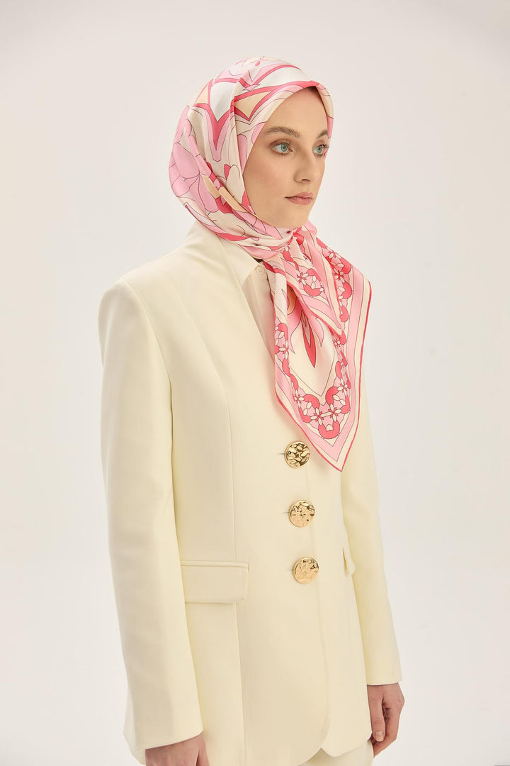 Maisa RANA TİVİL İPEK EŞARP 90*90 CM - PEMBE