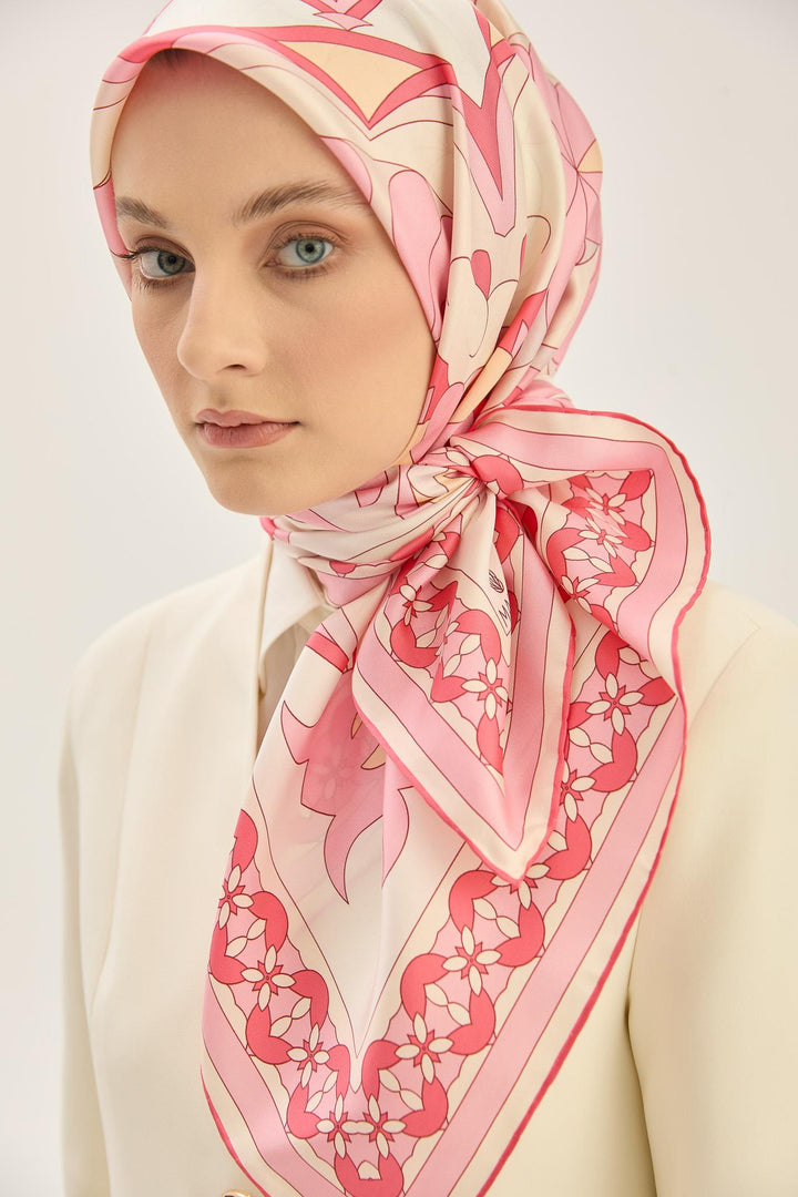 Maisa RANA TİVİL İPEK EŞARP 90*90 CM - PEMBE