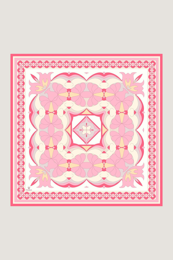 Maisa RANA TİVİL İPEK EŞARP 90*90 CM - PUDRA PEMBE