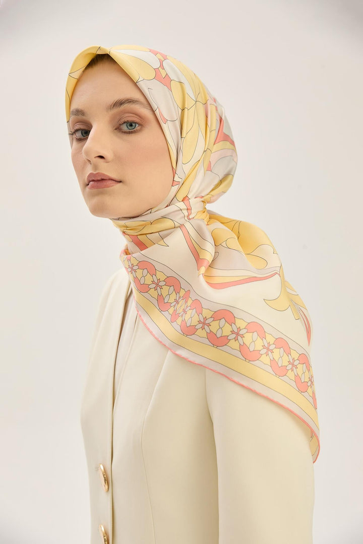 Maisa RANA TİVİL İPEK EŞARP 90*90 CM - SARI