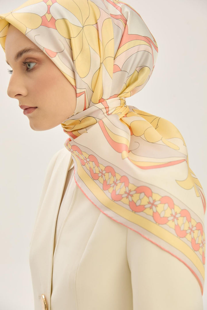 Maisa RANA TİVİL İPEK EŞARP 90*90 CM - SARI