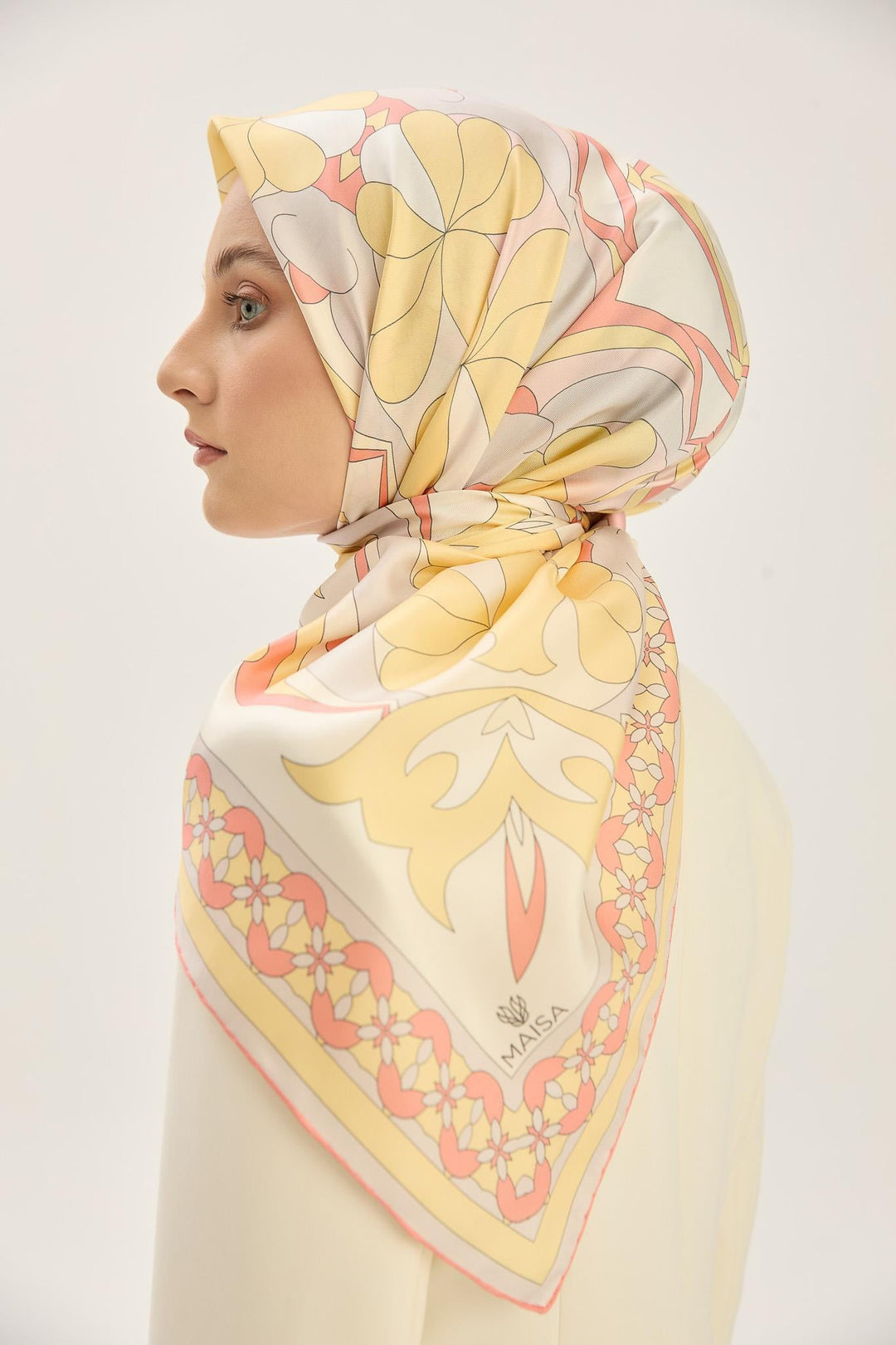 Maisa RANA TİVİL İPEK EŞARP 90*90 CM - SARI