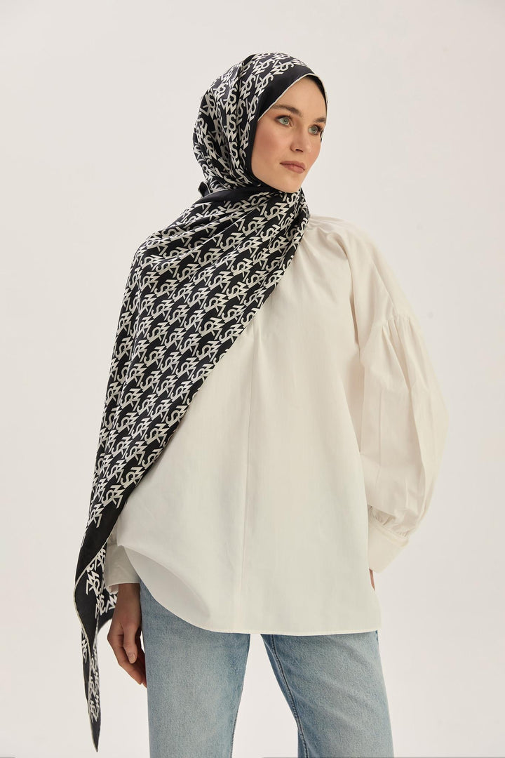 Maisa REMZ MULBERRY İPEK ŞAL 70*190 CM - SİYAH
