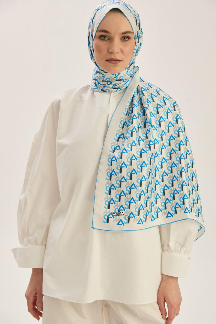 Maisa REMZ MULBERRY İPEK ŞAL 70*190 CM - MAVİ