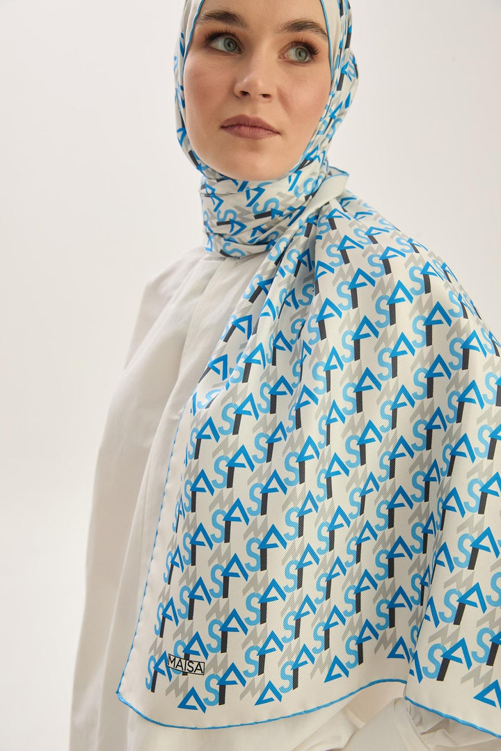 Maisa REMZ MULBERRY İPEK ŞAL 70*190 CM - MAVİ