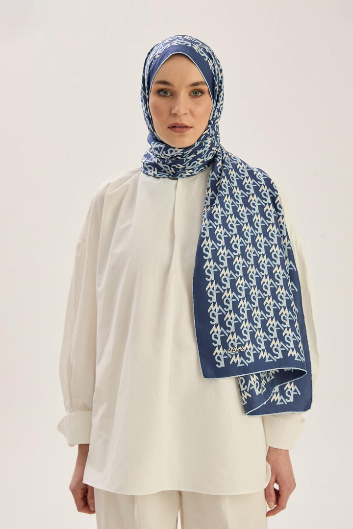 Maisa REMZ MULBERRY İPEK ŞAL 70*190 CM - LACİVERT