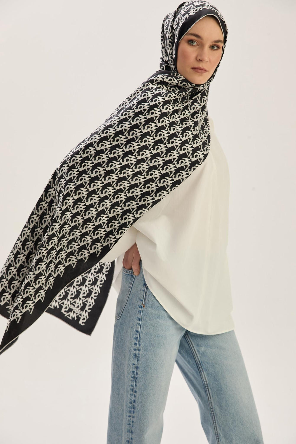 Maisa REMZ MULBERRY İPEK ŞAL 70*190 CM - SİYAH