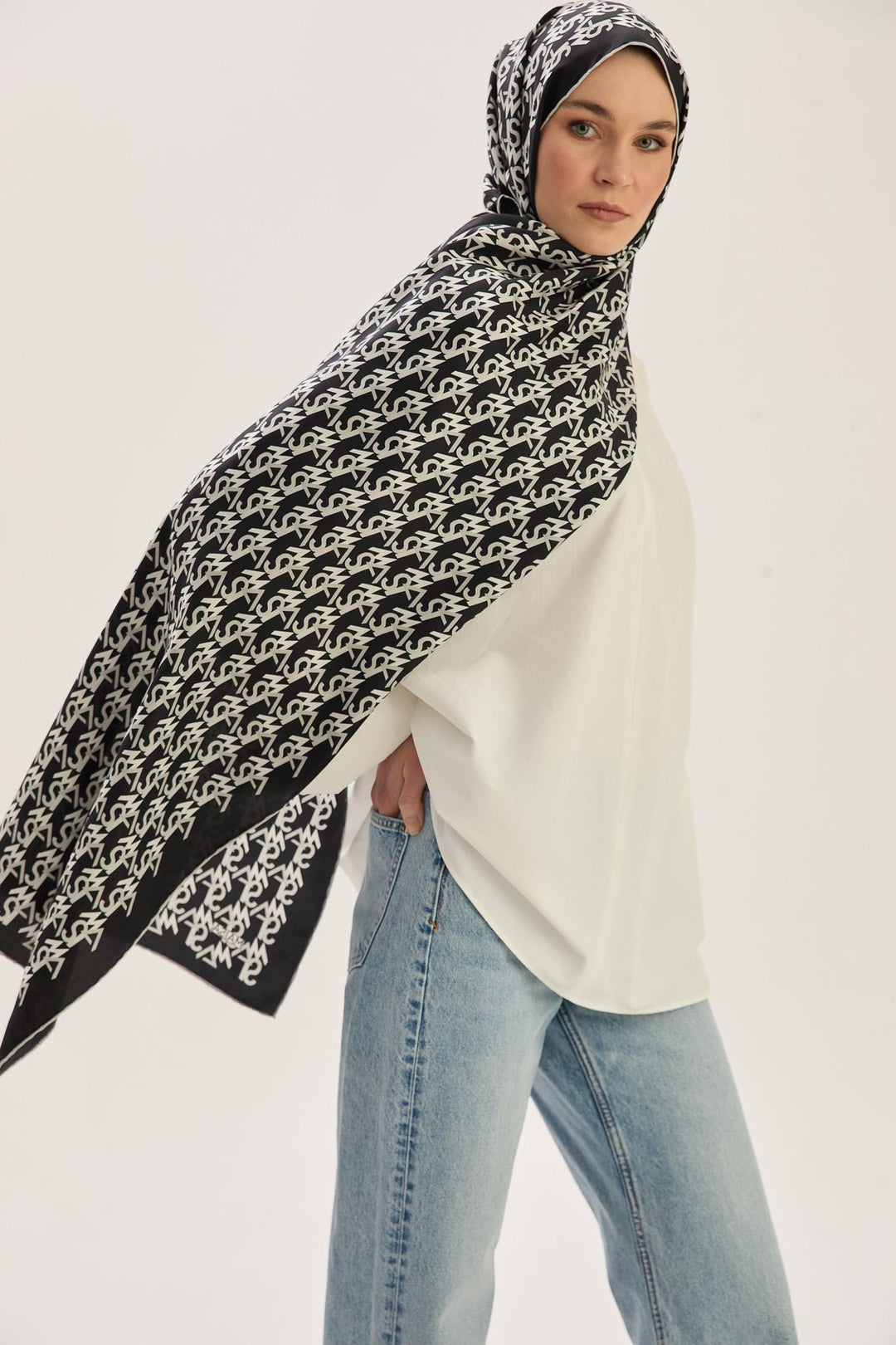Maisa REMZ MULBERRY İPEK ŞAL 70*190 CM - SİYAH