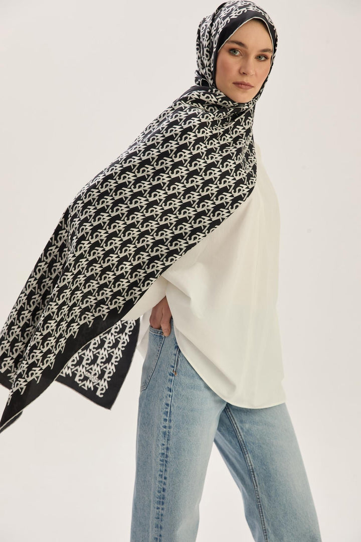 Maisa REMZ MULBERRY İPEK ŞAL 70*190 CM - SİYAH