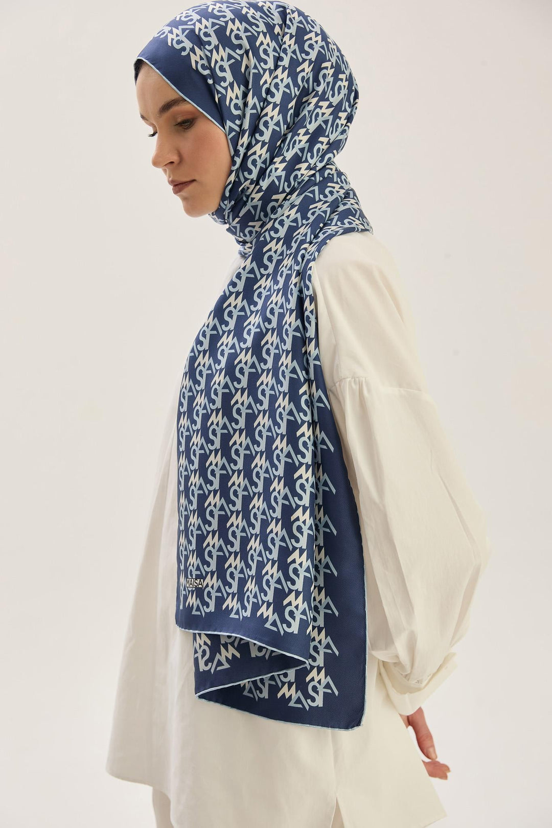Maisa REMZ MULBERRY İPEK ŞAL 70*190 CM - LACİVERT