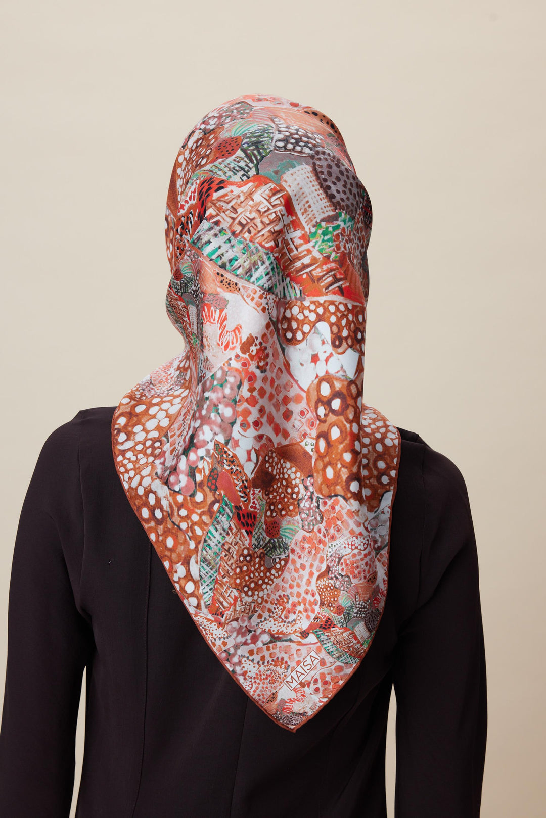 RENGİN TİVİL İPEK EŞARP 90*90 CM - TABA - Görsel 10