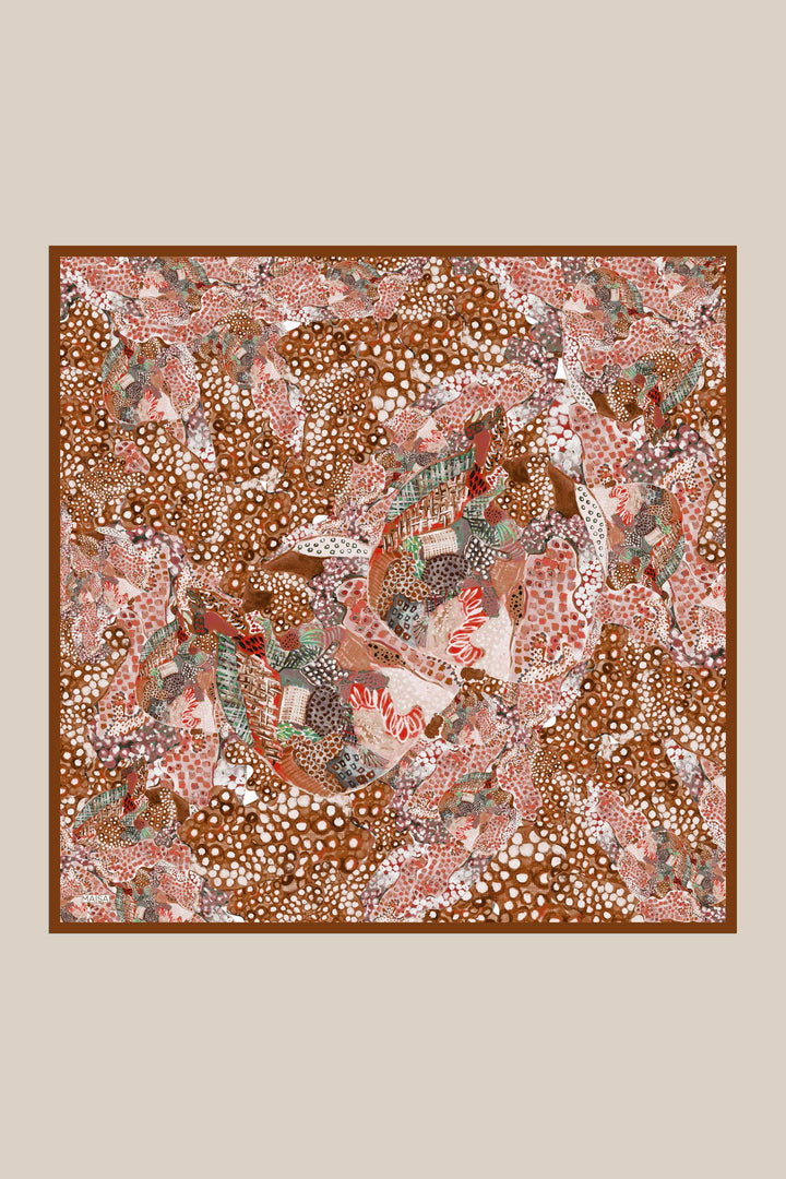 RENGİN TİVİL İPEK EŞARP 90*90 CM - TABA - Görsel 6