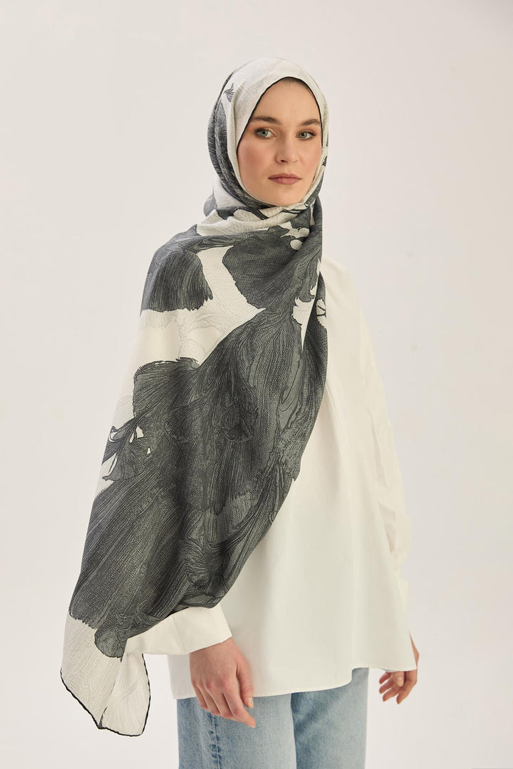 Maisa REŞHA PAMUK İPEK ŞAL 70*190 CM - EKRU