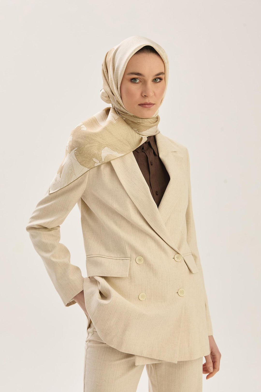 Maisa Reşha Mulberry İpek Eşarp - Bej
