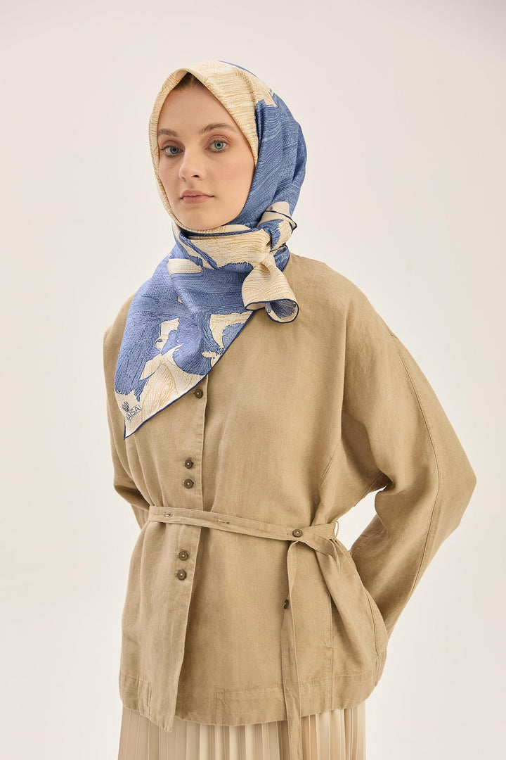 Maisa Reşha Mulberry İpek Eşarp - Koyu Bej