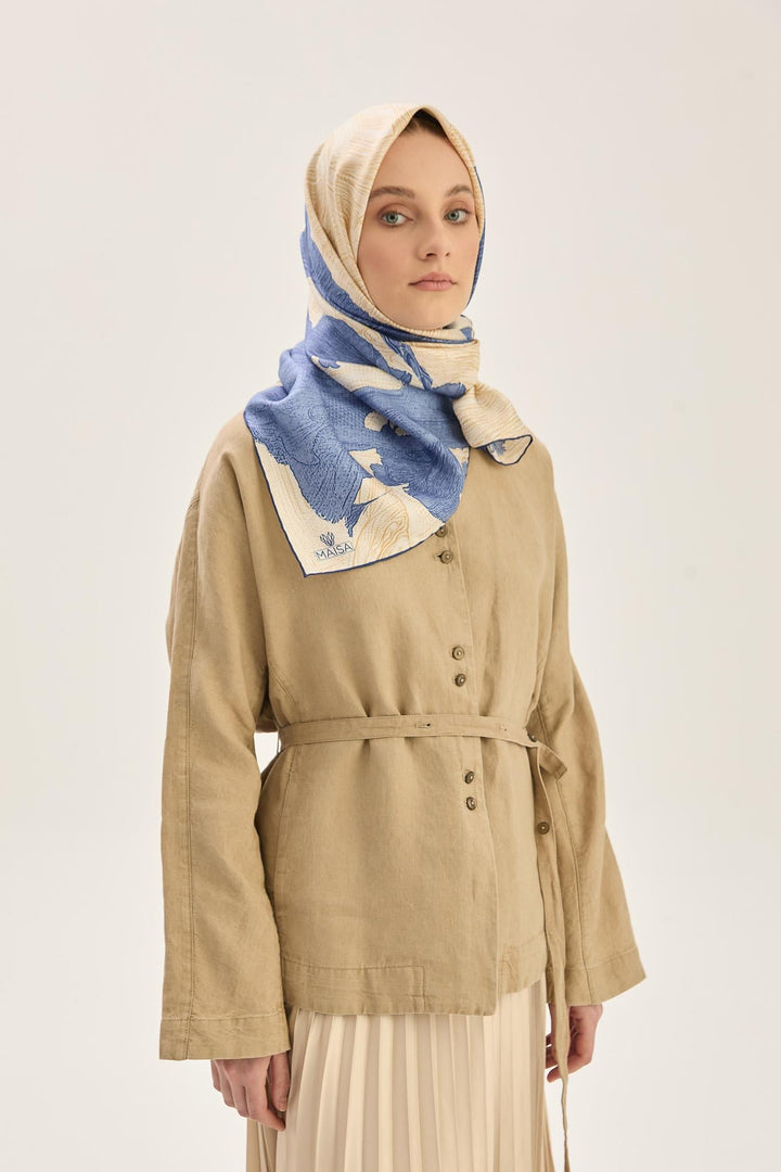 Maisa Reşha Mulberry İpek Eşarp - Koyu Bej