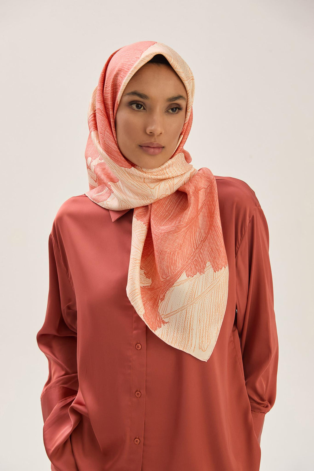 Maisa Reşha Mulberry İpek Eşarp - Mercan