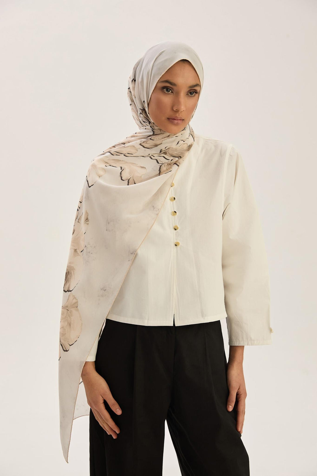 Maisa REYYA KREP İPEK ŞAL 70*190 CM - GÜMÜŞ