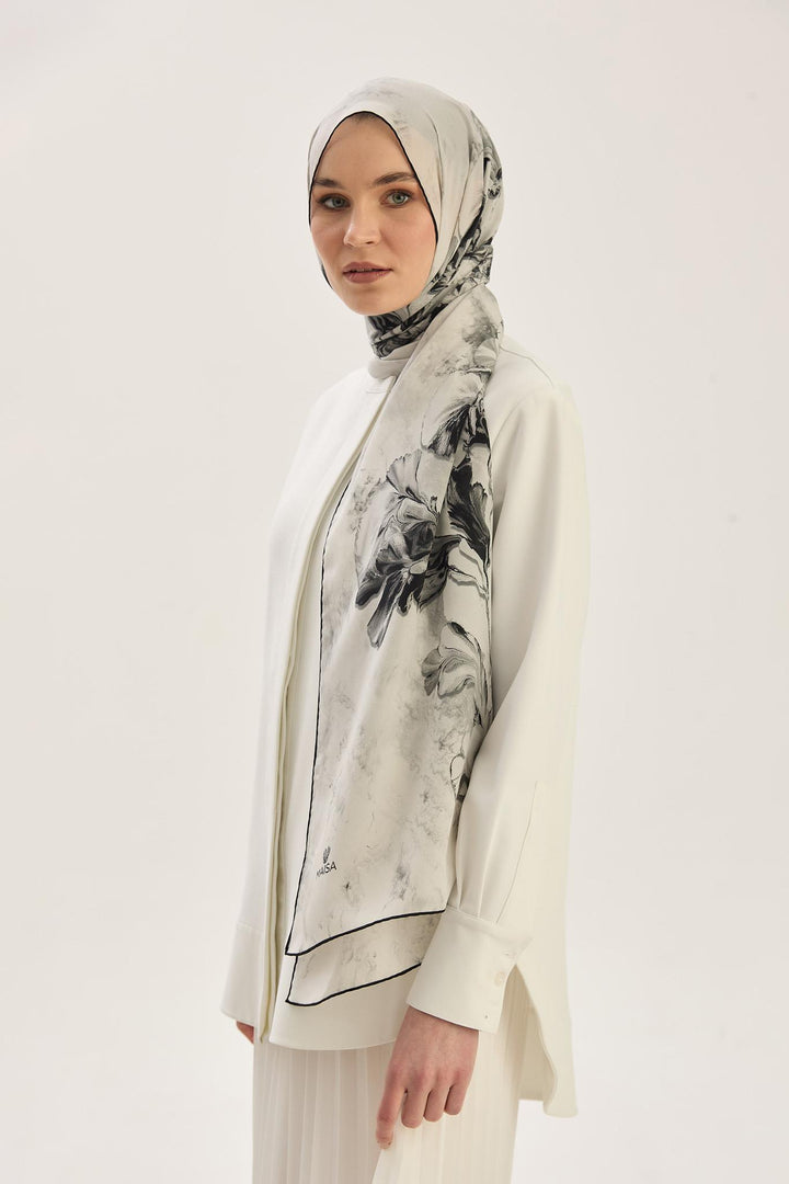 Maisa REYYA KREP İPEK ŞAL 70*190 CM - SİYAH