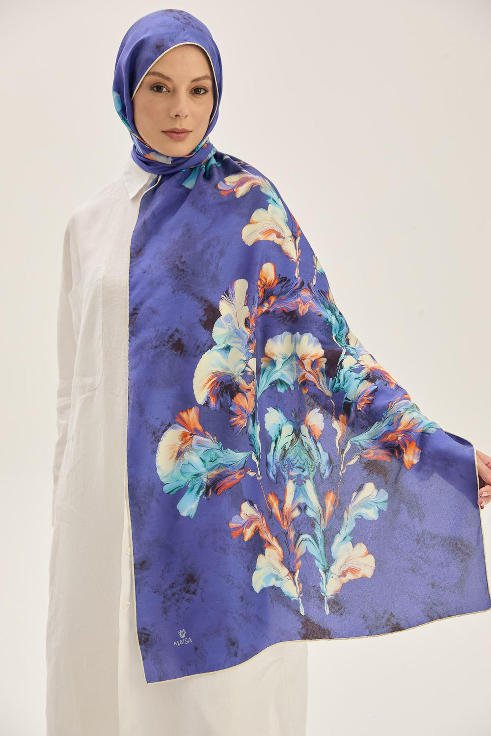 Maisa REYYA PAMUK İPEK ŞAL 70*190 CM - SAKS